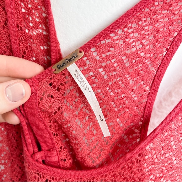 Free People Red / Rust Lace Tank Top - Picture 6 of 6